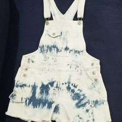 Tie Die Denim Overalls size Woman's Small (Girls 14) slightly stretchy material 