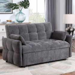 Brand New Gray Futon Sofa Pullout Sleeper 
