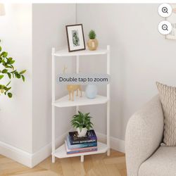 Bamboo Corner Shelf 3 Tier Storage Organizer for Bathroom Bedroom Living Room Office, Space Saving Plant Stand Bookshelf for Small Spaces, White
