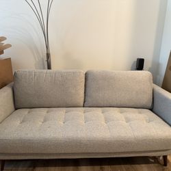 Ginger Gray Fabric Coach With  Matching Stool  (LIKE NEW)  $300 or NAME YOUR PRICE!