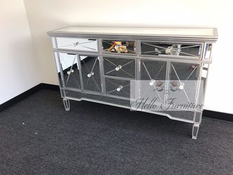 New Mirrored Morgan Dresser with Crystal Knobs | Financing Available