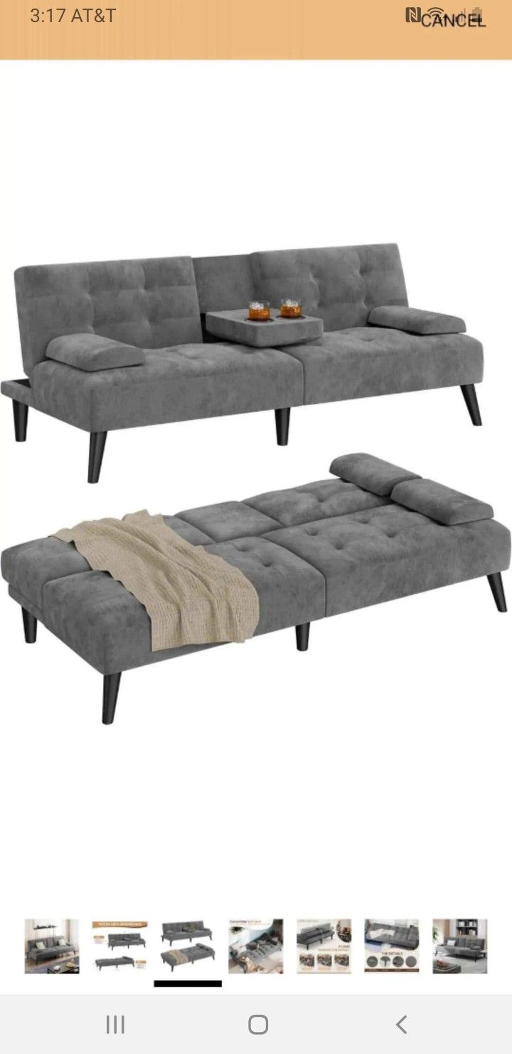 2 Seat Sofa Bed With Drop Down Coffee Table 