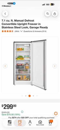 7.1 cu. ft. Manual Defrost Convertible Upright Freezer in Stainless Steel Look, Garage Ready