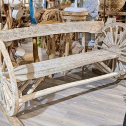 Hand Carved Wheel Bench
