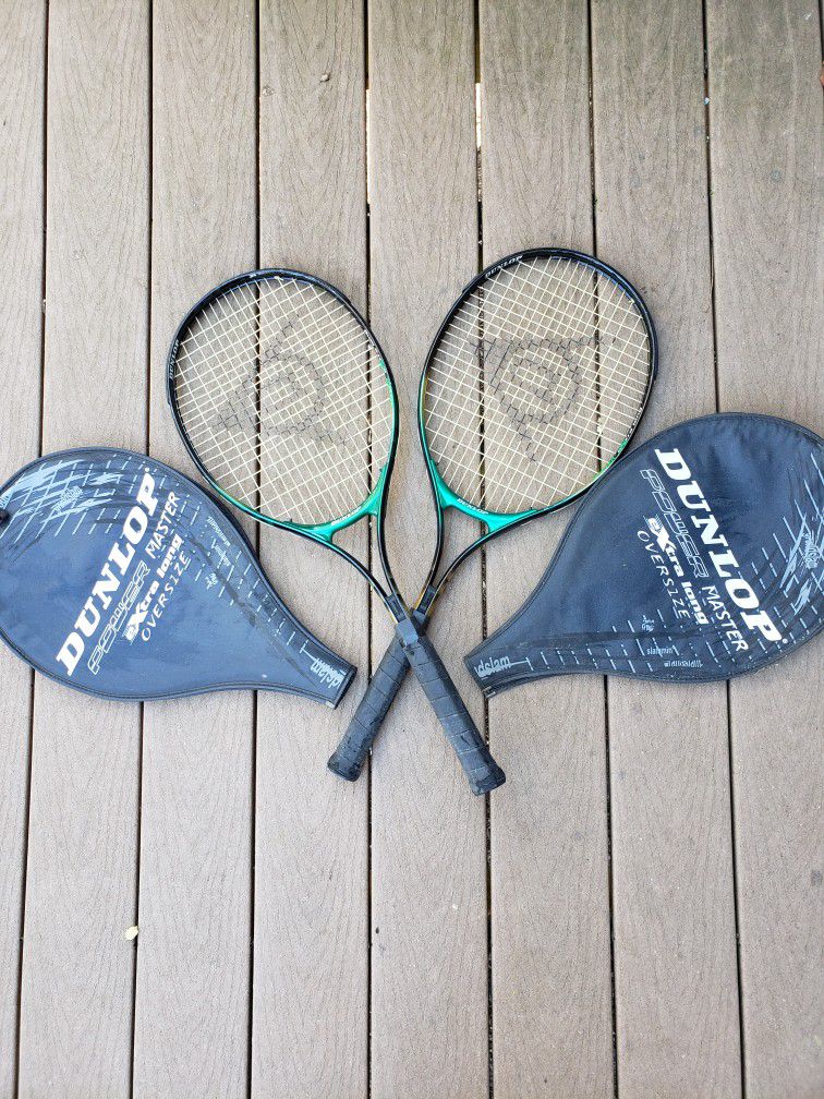 2 Dunlop Power Master Extra Long Oversize Tennis Rackets