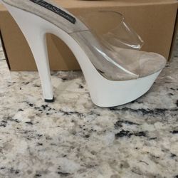 Lady Studio White Clear Heels 