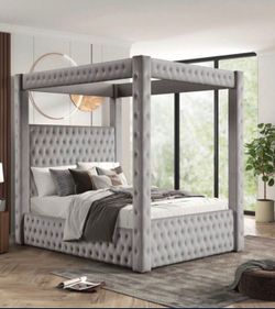 Bed Frame Anabelle Grey Queen 😎🥳🚛🤪🤪