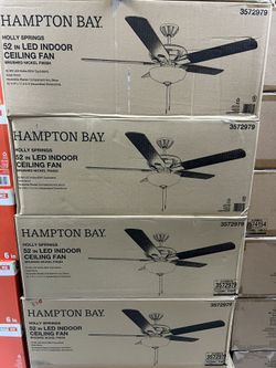 Hampton Bay Holly Springs 52 in. LED Indoor Brushed Nickel Ceiling Fan with Light Kit