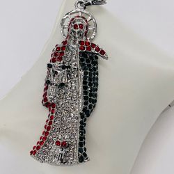 Charm Crystal Rhinestone Santa Muerte Pendant/Colgante De Santa Muerte