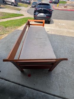 Mid-Century Modern Wood Frame Bench
