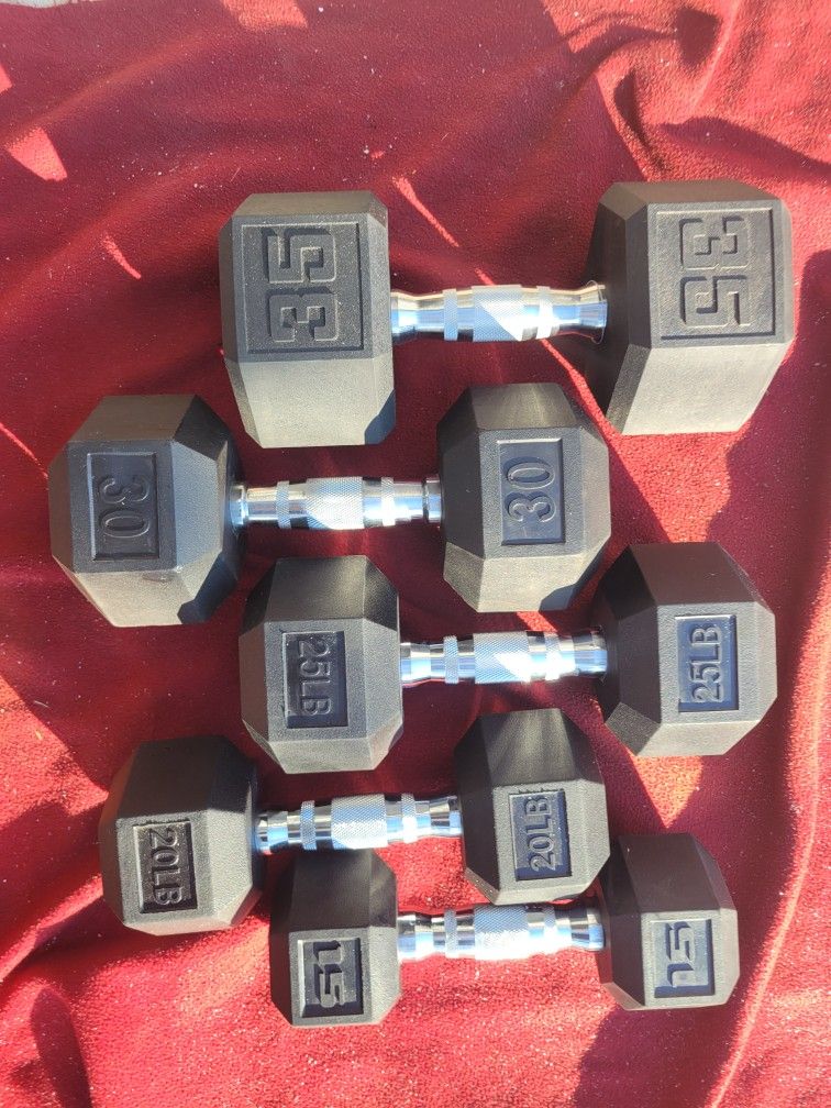 SINGLE RUBBER COATED HEXHEAD DUMBBELLS 1-35/1-30/1-25/1-20/1-15
TOTAL 125LBs.
11525 S HALSTED dunkin donuts/7111.S WESTERN WALGREENS
DELIVERY AV