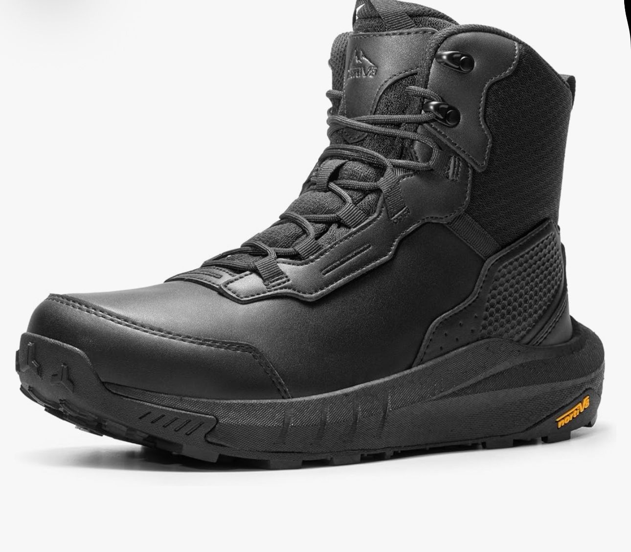 NORTIV 8 Men's Waterproof Tactical Work Boots Cushion Sole Lightweight Leather Combat Boots