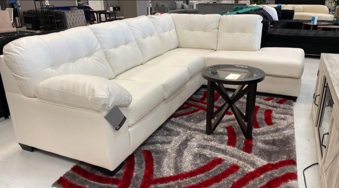 Donlen White 2 Piece Sectional With Chaise ☘️ Financing Available 
