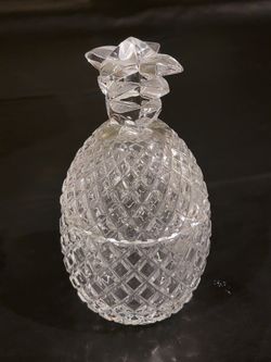 Elegant Crystal Pineapple Candy Dish / Biscuit Jar – Godinger – 10” – Like New
