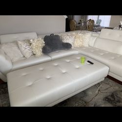 White Leather Couch 