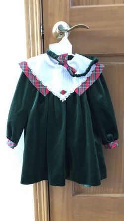 Red and green Christmas dress with head band - Size 3T