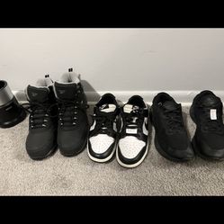 Men Size 11 (Black & White Nike’s $65)   (Nikes Plain Black $55) (Reebok Waterproof Boots Very Warm Worn Once!$65) (All Three For $150.00)Very👇🏽