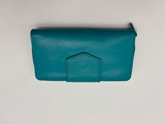 Teal Leather Zip-Around Wallet
