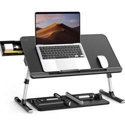 Laptop Bed Tray Desk Adjustable PVC Leather Computer Bed Portable 