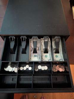 Black Metal Cash Drawer with Coin Tray
