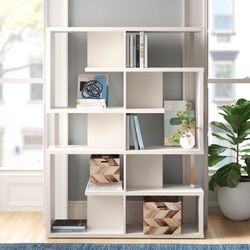 White Sullins 5-tier Geometric Bookcase 63" H X 47" W