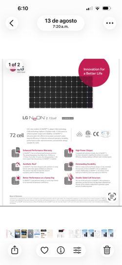 LG NeON 2 72 Cell Solar Panel LG390N2W-A5