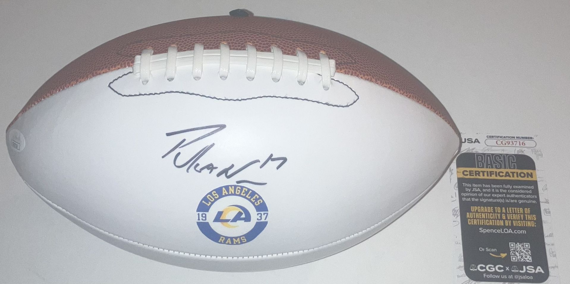 PUKA NACUA SIGNED AUTOGRAPHED LOS ANGELES RAMS F/S WHITE FOOTBALL JSA COA RARE!