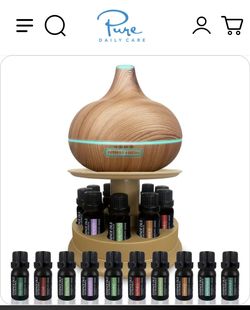 ULTIMATE AROMATHERAPY DIFFUSER & 10PC ESSENTIAL OIL SET WITH STAND - LIGHT WOOD