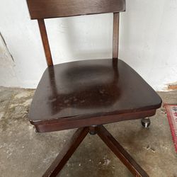 Wood Desk Chair-Swivel