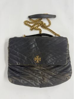 Tory Burch KIRA CHEVRON Convertible BLACK bag Shoulder chain leather crossbody