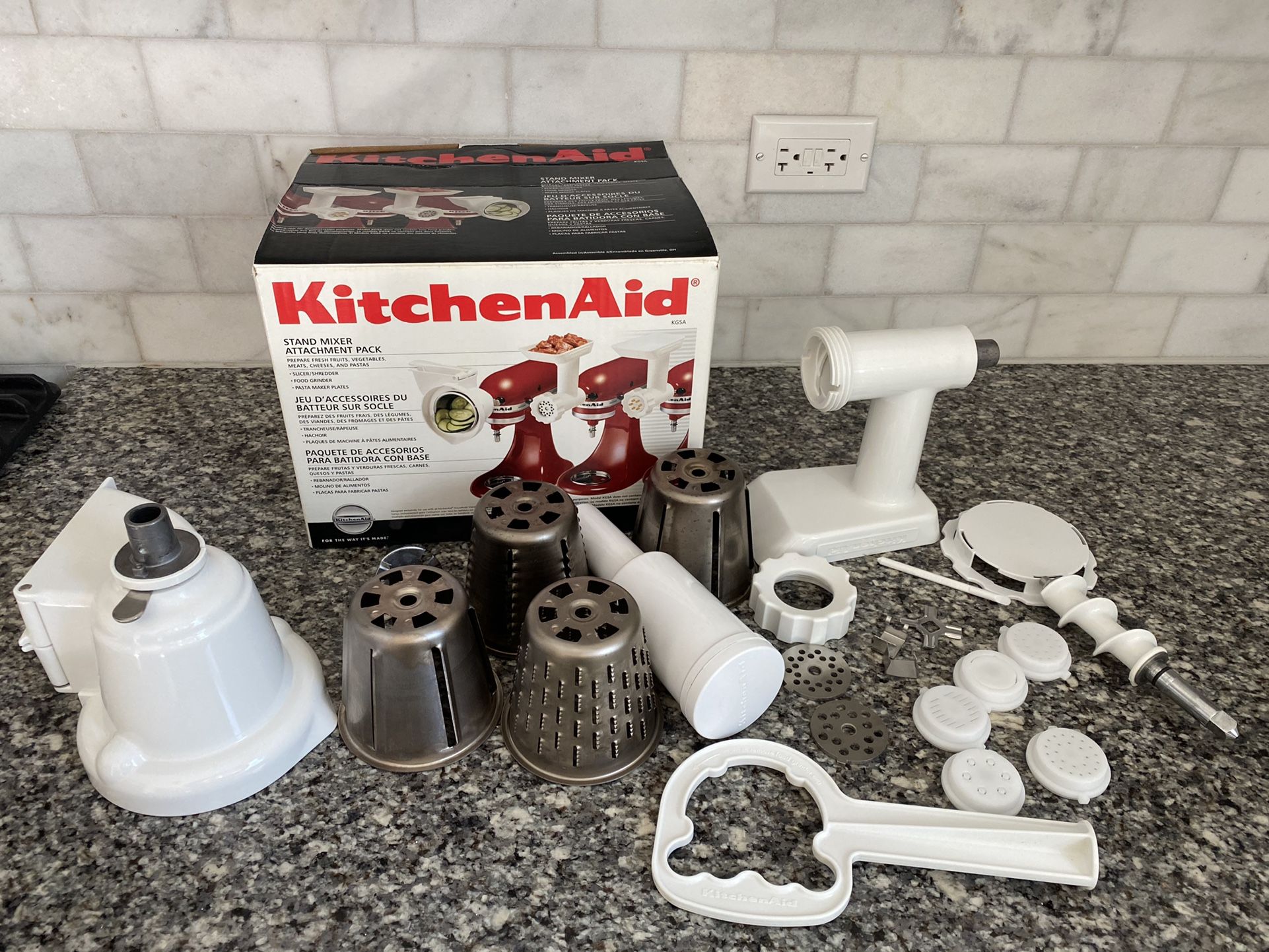 KitchenAid Attachment Pack KGSA- Slicer, Grinder, Pasta Maker for