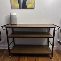 Metal and Wood Rolling Utility Cart, 3-Tier Storage