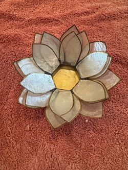 Vintage Capiz Shell Lotus Flower Candle Holder