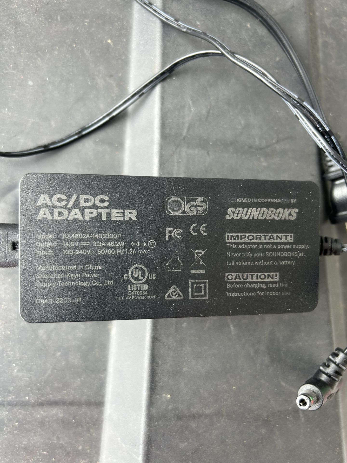 Soundboks Charger For Sale ( Read Description Below)