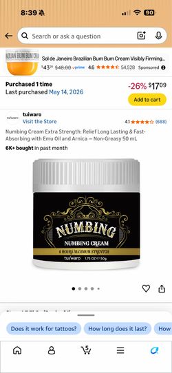 New never open numbing cream