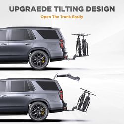 TANX Bike Racks for Ebikes,Fat Tire Bike Rack for Tow Hitch 2-Bike, Smart Tilting Platform for Standard E-Bikes, Fits 2-Inch Receiver
