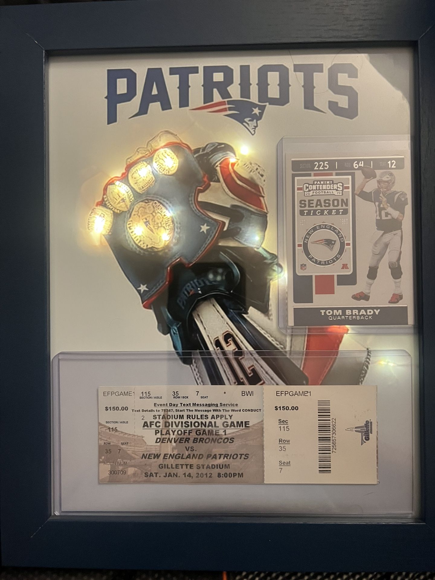 Tom Brady Custom Fan Art Display With Real Ticket Stub And Trading Card