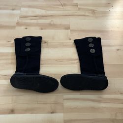 UGG Knit Long Boots Woven Big Button Black Size 5