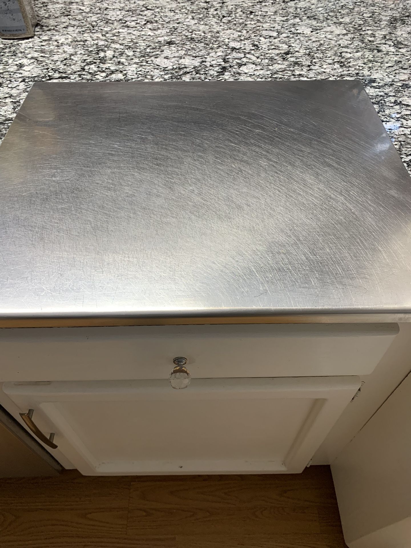 Large Stainless Steel Cutting Board With Curve That Goes Over The Edge Of Counter