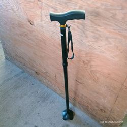 Adjustable Self-Standing Cane – Pivoting Quad Base