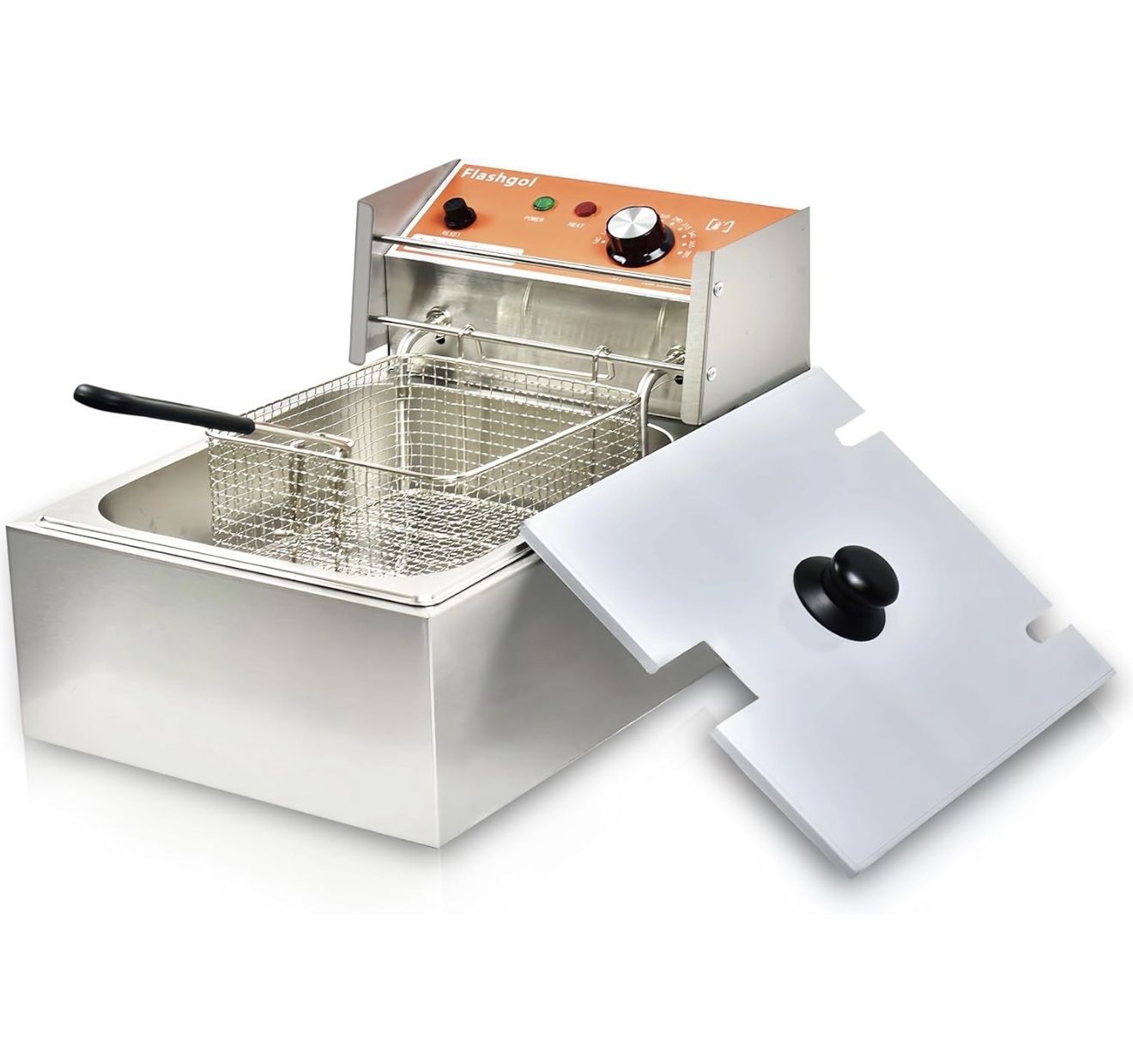 Brand New Commercial Deep Fryer with Basket 6-12L Capacity Adjustable Temperature and Timer Stainless Steel With lid