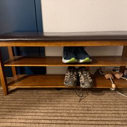 Entryway Solid Wood Shoe Storage Bench Multi-tier Shoe Rack