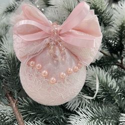 new hand made christmas ornaments , light pink 