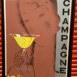 Vintage 1990’s original French serigraph “Moët  & Chandon” by Chem