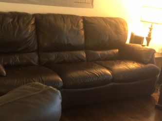 Dark brown leather couch