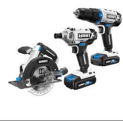 HART 20-Volt 3-Tool Combo Kit (2) 2.0Ah Lithium-Ion Batteries