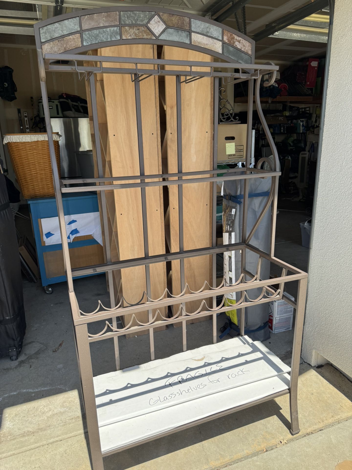 Bakers Rack With Glass Shelves