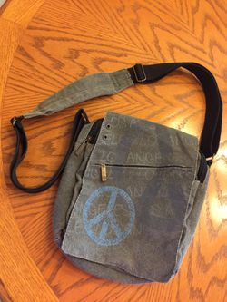 Robin Ruth Crossbody Cross Body Messenger Denim Bag Los Angeles Peace Vintage