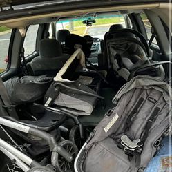 Evenflo Double Stroller For Infant And Toddler With Car seat Base/ Graco 5 In 1 Portable Crib 