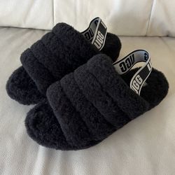 WOMEN'S FLUFF YEAH SLIDE - BLACK Size 8